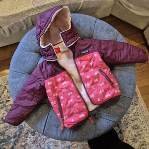 Patagonia Kids' Reversible Jacket - Pink and Maroon And Tan